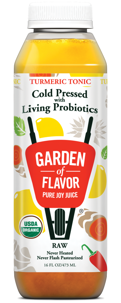 Garden of Flavor Turmeric Tonic Organic Cold-Pressed Juice With Probiotics