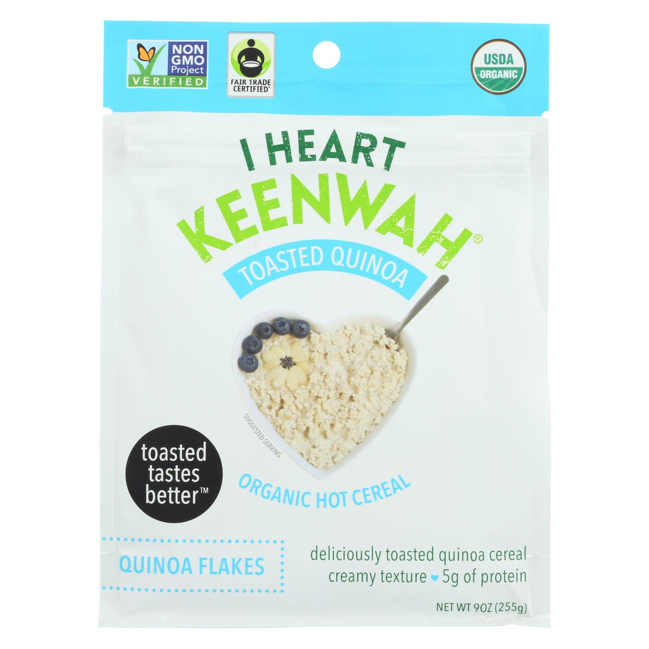 I Heart Keenwah Cereal Hot Toasted Quinoa Flakes, 9 Oz