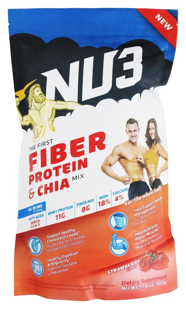 Nu3 Fiber Protein And Chia Supplement Strawberry, 17.6 Oz