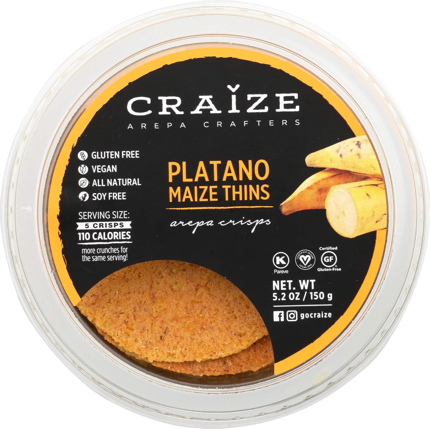 Craize Maize Thins, Platano, 5.2 Oz