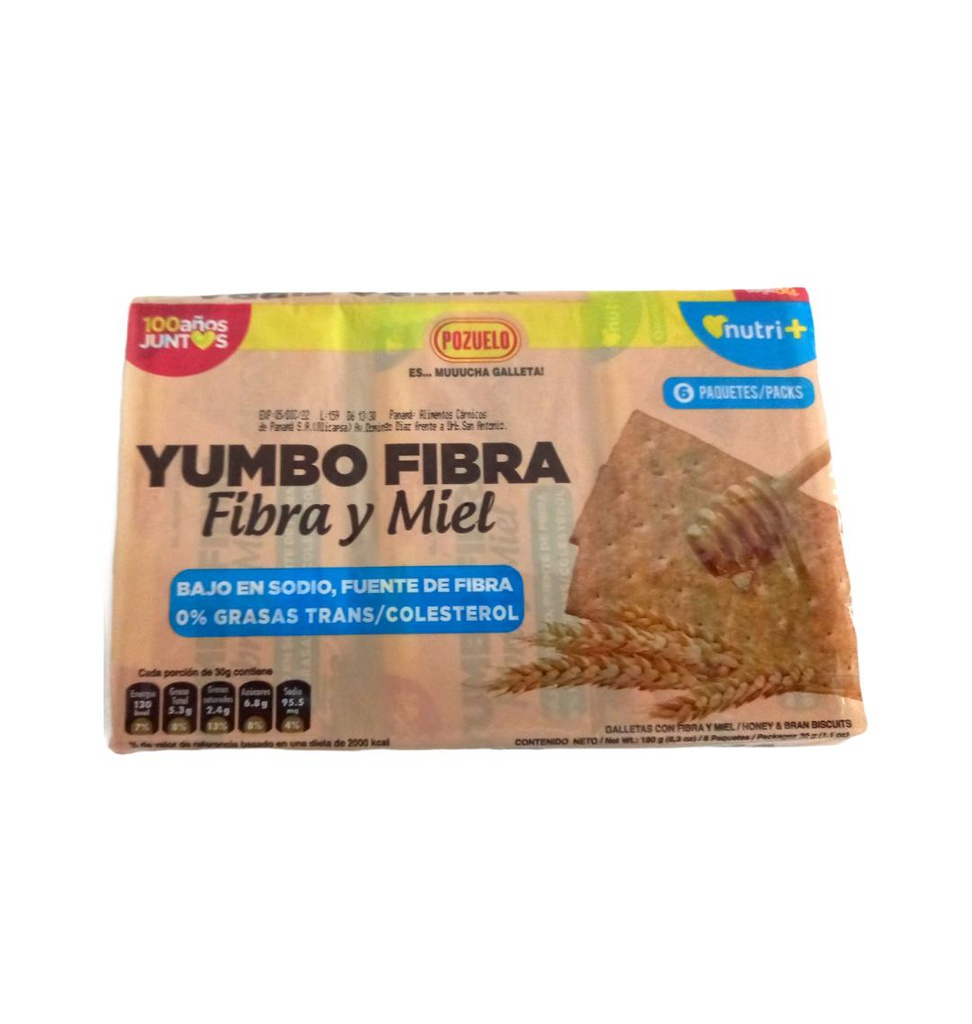 Pozuelo Galleta Integral Yumbo Fibra Y Miel - 180 G