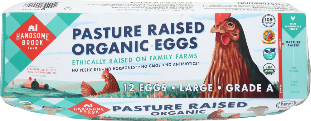 Handsome Brook Farm Organic, Pasture Raised, Large Eggs
