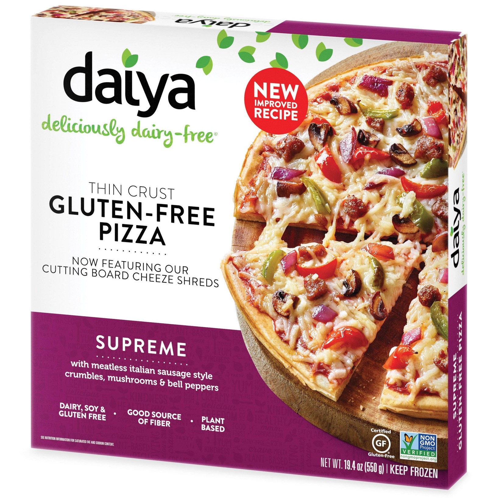 Daiya Pizza, Gluten Free, Thin Crust, Supreme 19.4 Oz