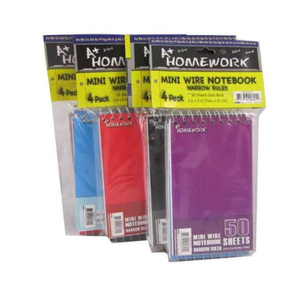 DDI Memo Wire Notebook - 3""x5""-50 Sheet - 4 Pack Case Pack 48