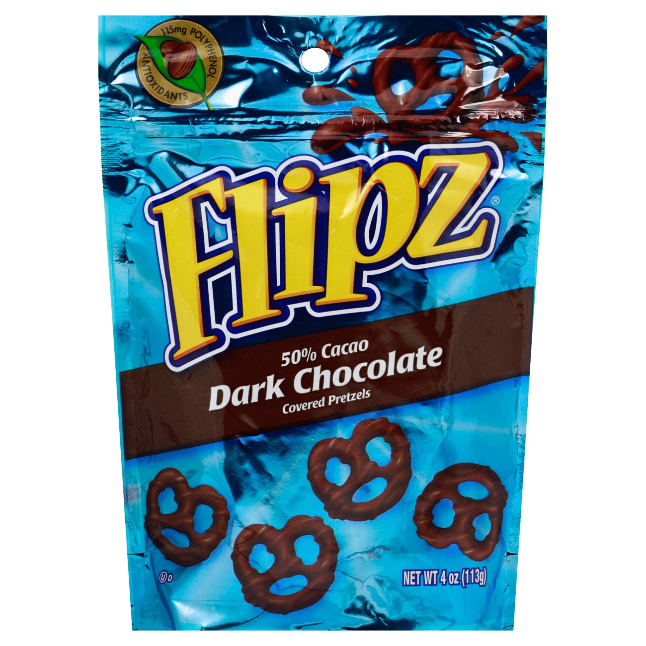 Flips Covered Pretzels, Dark Chocolate, 50% Cacao 4 Oz