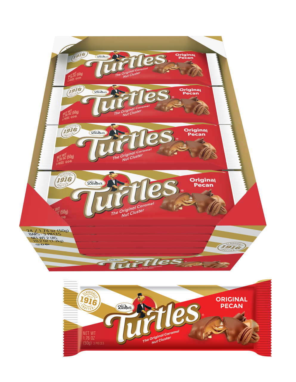DeMet's Turtles Original Pecan Nut Cluster 3 Pieces