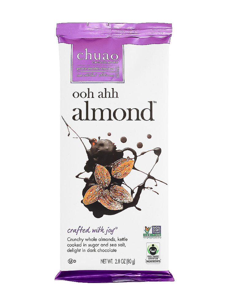 Chuao Chocolatier Dark Chocolate Ooh Ahh Almond 2.8 Oz Bar