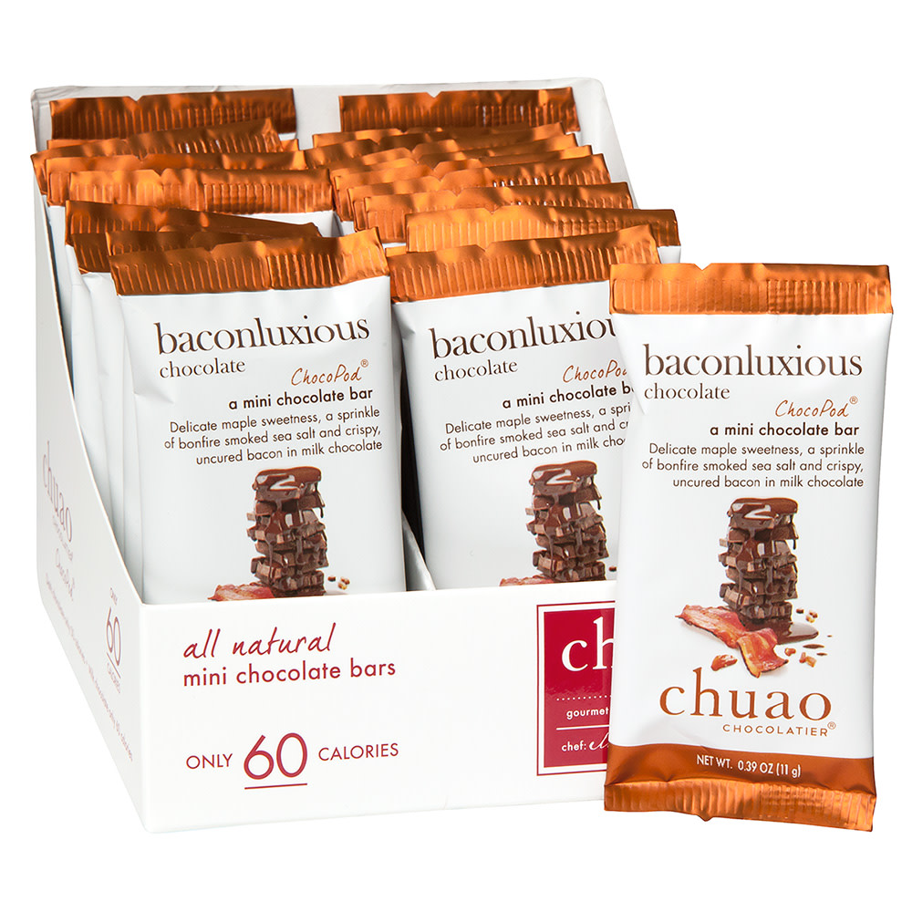 Chuao Chocolatier Mini Milk Chocolate Baconluxious 0.39 Oz Bar 24ct Box