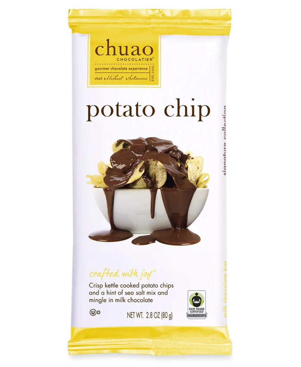 Chuao Chocolatier Milk Chocolate Bar, Potato Chip 2.8 Oz