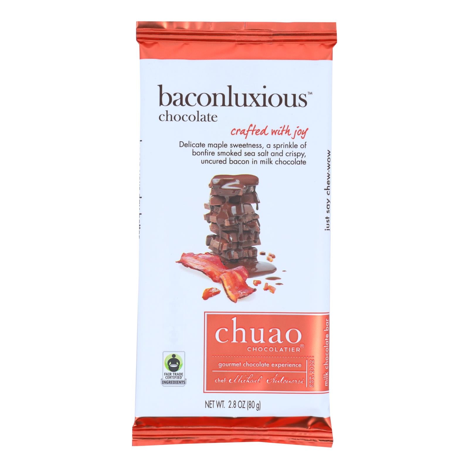 Chuao Chocolatier Milk Chocolate Bar, Baconluxious 2.8 Oz