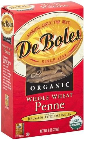 De Boles Penne, Whole Wheat, Organic 8 Oz