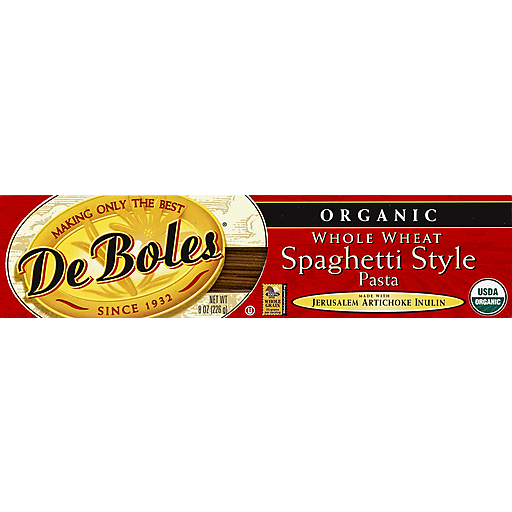 De Boles Pasta, Spaghetti Style, Organic, Whole Wheat 8 Oz