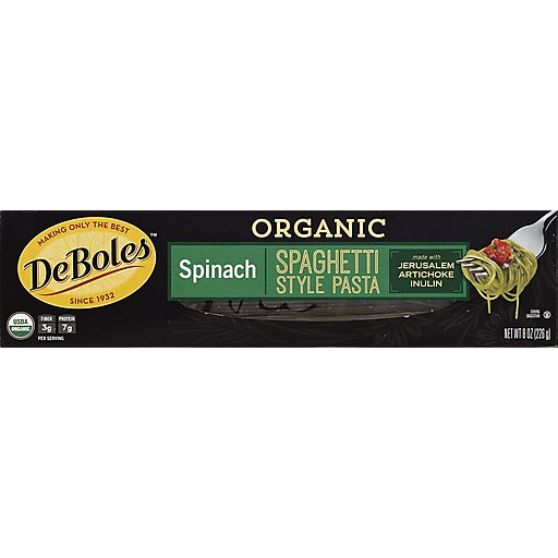 De Boles Pasta - Organic - Spinach - Spaghetti Style 8.00 Oz