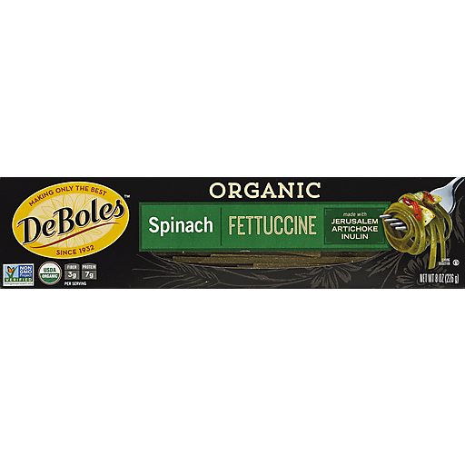 De Boles Fettuccine, Organic, Spinach 8 Oz