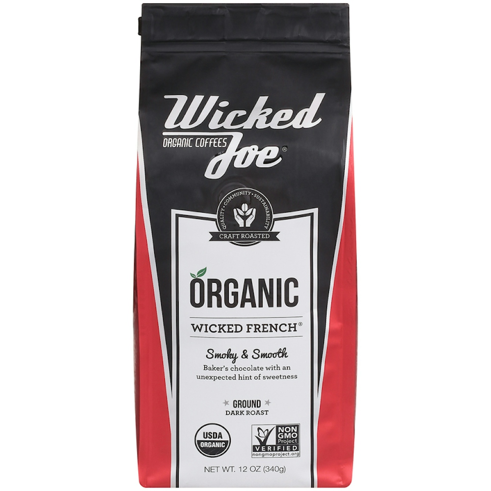 Wicked Joe Coffee, Organic, Ground, Dark Roast, French