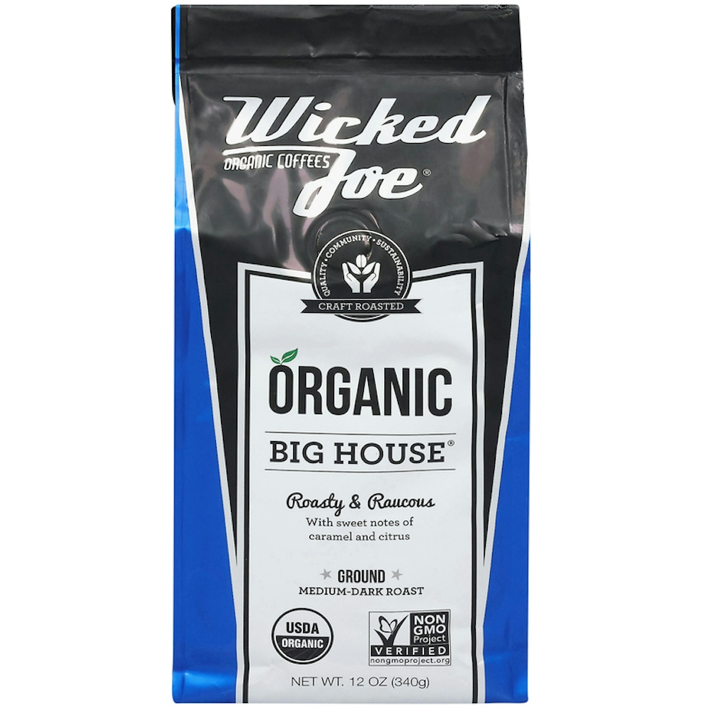 Wicked Joe Organic Ground Medium Dark Roast Big House Coffee 12 Oz