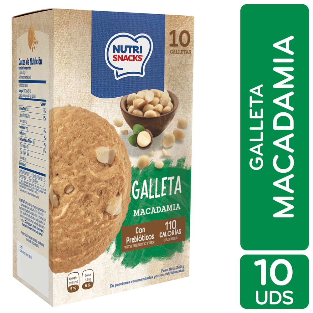 Nutrisnacks Galletas Macadamia 10 Uds - 240 G