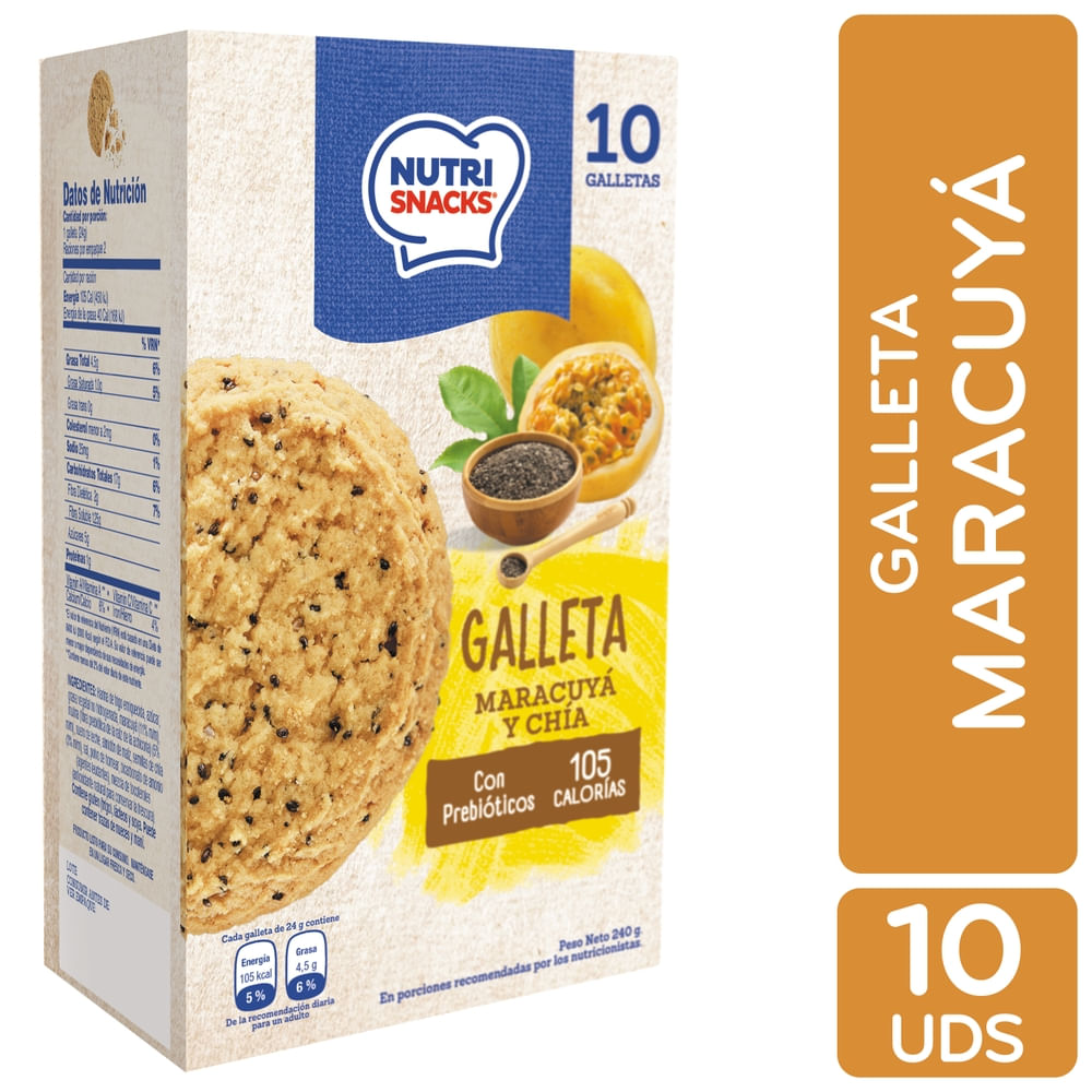 Nutrisnacks Galletas Maracuyá Y Chía 10 Uds - 240 G