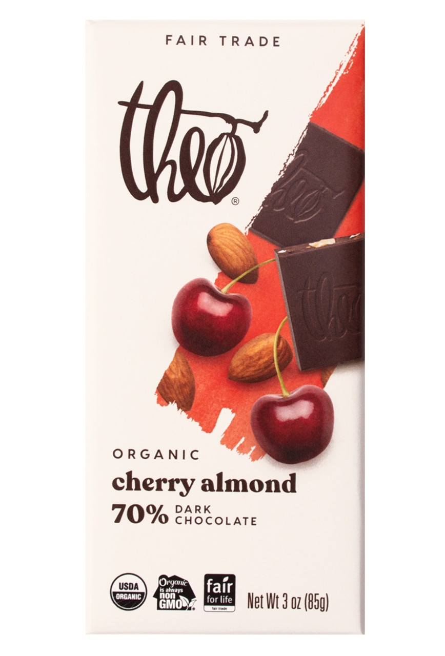 Theo Organic 70% Dark Chocolate Bar, Cherry Almond