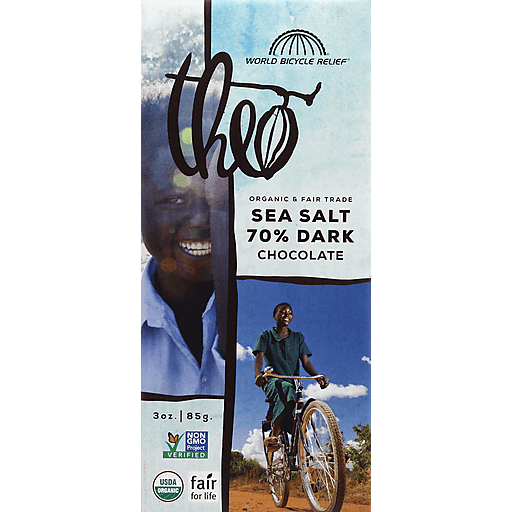 Theo Dark Chocolate With Sea Salt Bar, 3 Oz