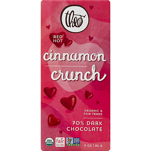 Theo Dark Chocolate, 70%, Cinnamon Crunch 3 Oz