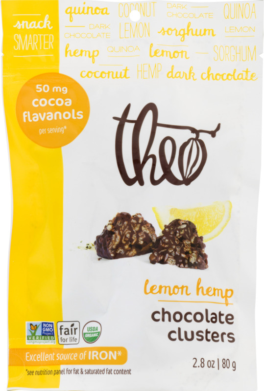 Theo Lemon Hemp Chocolate Clusters, 2.8 Oz