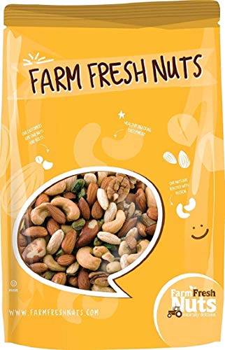 Farm Fresh Nuts Dry Roasted Deluxe Mixed With Himalayan Salt - A Super Tasty Mix Of Almonds, Brazil Cashews, Pecans & Pistachios - Brand