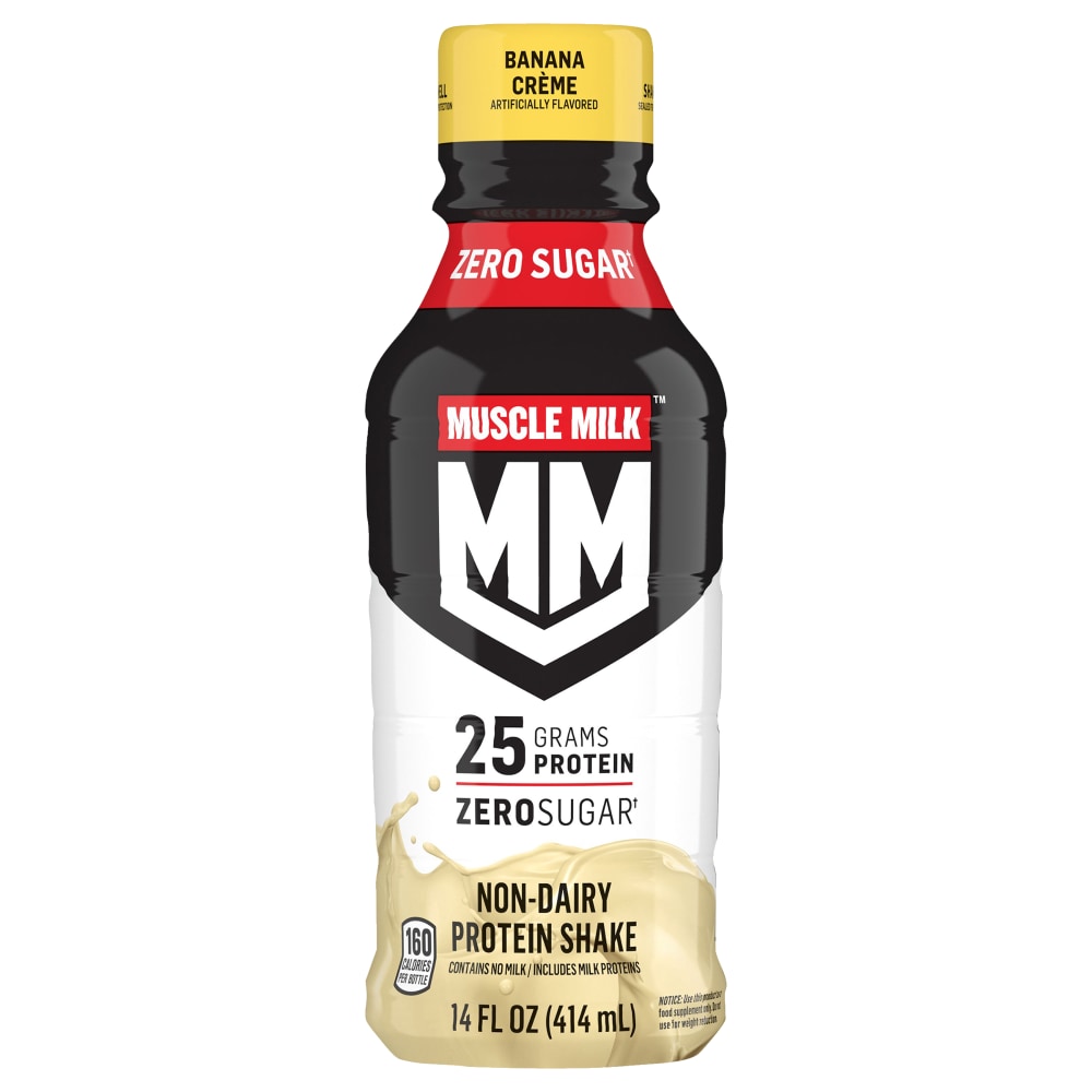 Muscle Milk Protein Shake, Zero Sugar, Non Dairy, Banana Creme 14 Fl Oz