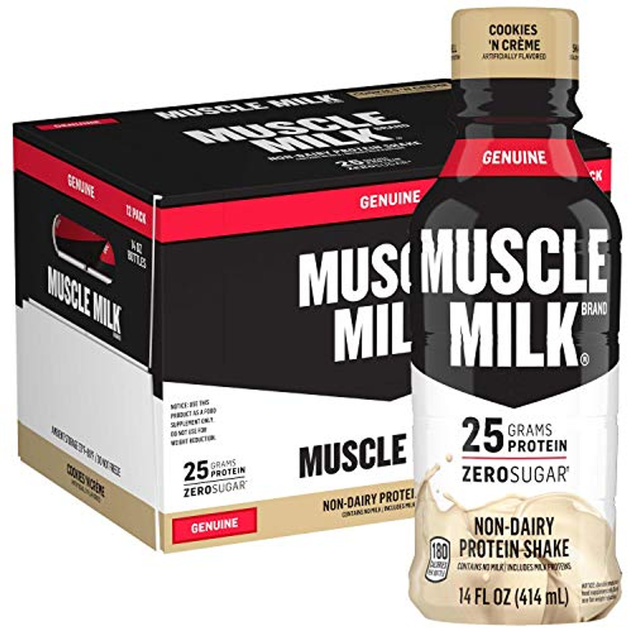 CytoSport Muscle Milk Genuine Protein Shake, Cookies 'N Crème, 25G Protein, 14 Fl Oz