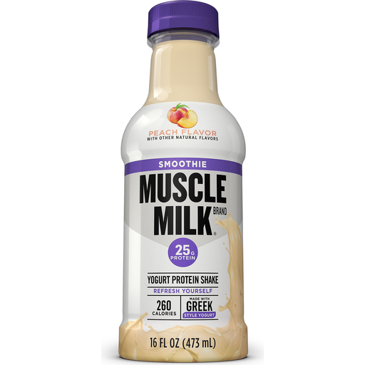 Muscle Milk Smoothie Peach Yogurt Protein Shake 16 Fluid Ounce Plastic Bottle