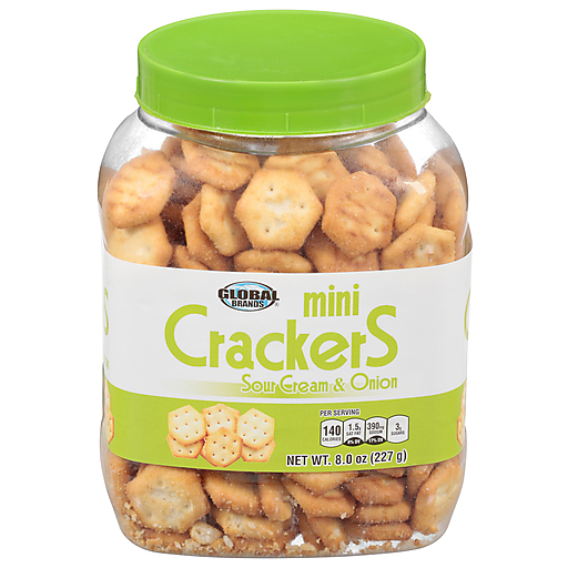 Global Brands Crackers, Sour Cream & Onion, Mini 8 Oz