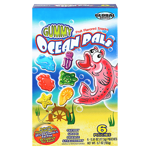 Global Brands Ocean Pals Gummy Fruit Flavored Snacks 6 0.61 Oz Pouches