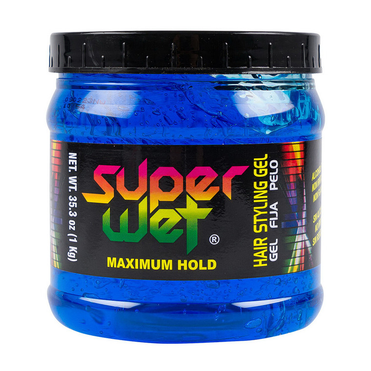 Super Wet Hair Styling Gel, Maximum Hold, Blue, Jumbo 2.2 Lb
