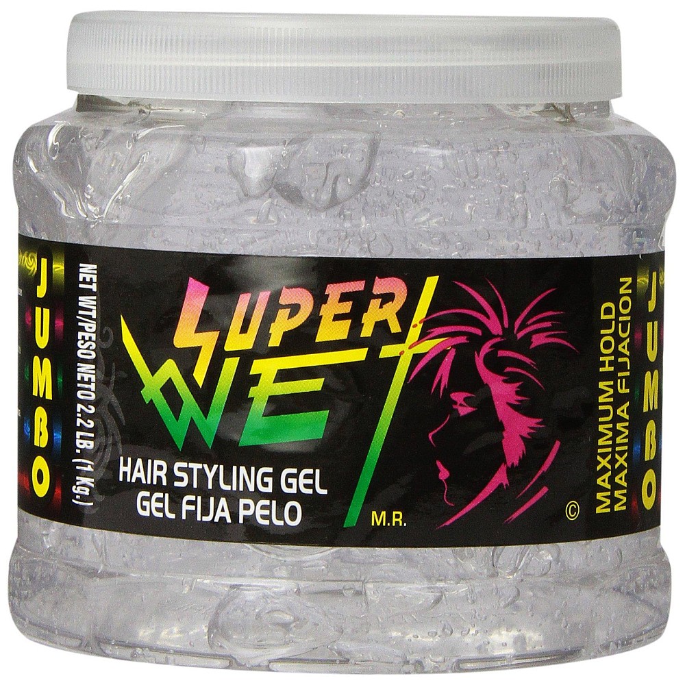 Super Wet Hair Styling Gel, Maximum Hold, Transparent, Jumbo 2.2 Lb