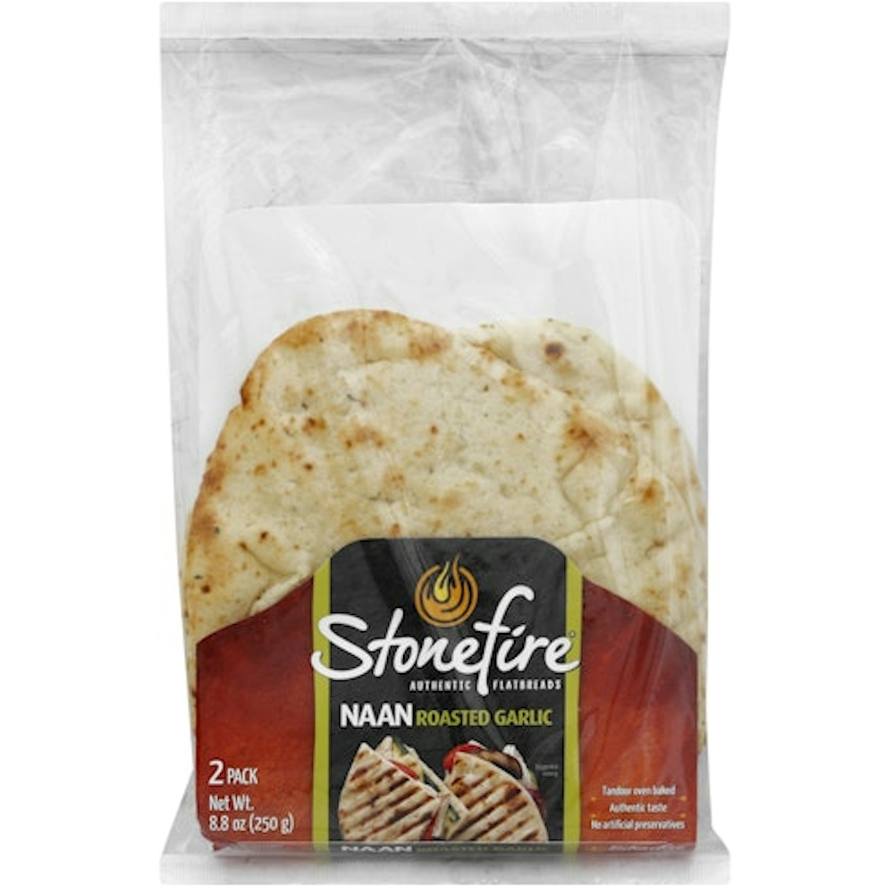 Stonefire Naan, Roasted Garlic, 2 Pack