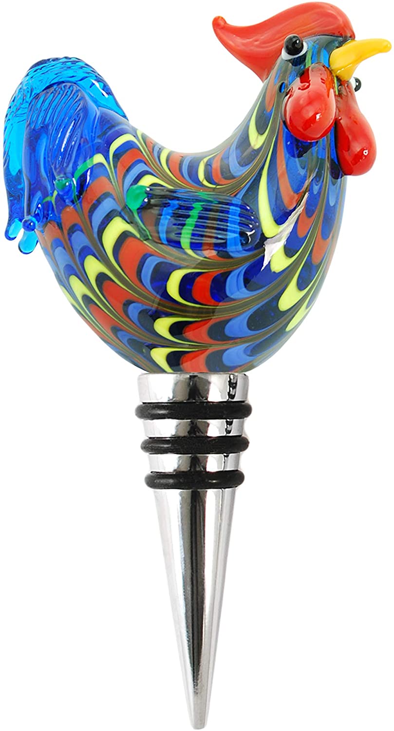 Twine Rooster Glass Bottle Stopper