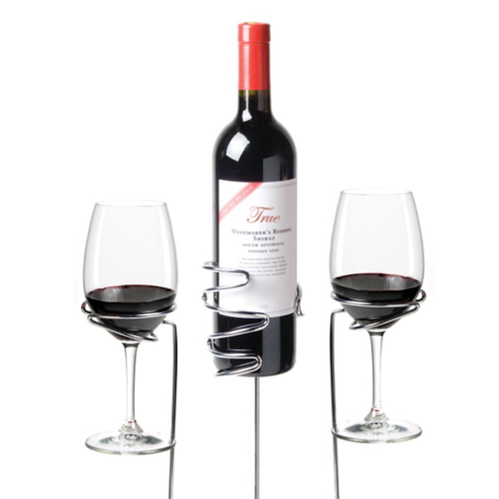 True Wine Glass & Bottle Holders Picnic Stix Metallic