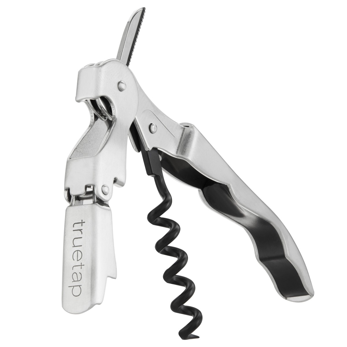 True Tap Double Hinged Waiter’s Corkscrew, Stainless Steel Wine Key Bottle Opener With Foil Cutter