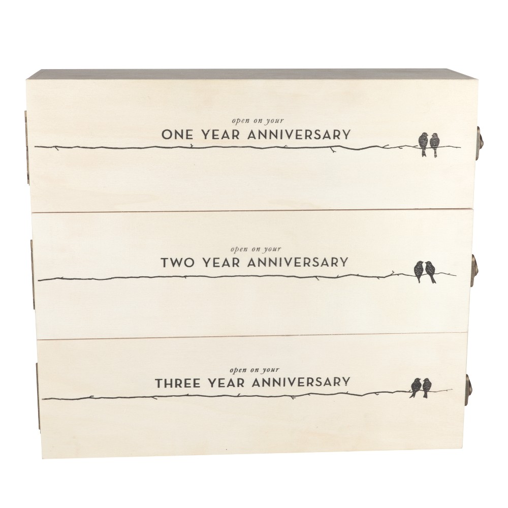 Twine Lywed's Anniversary Wooden Wine Box