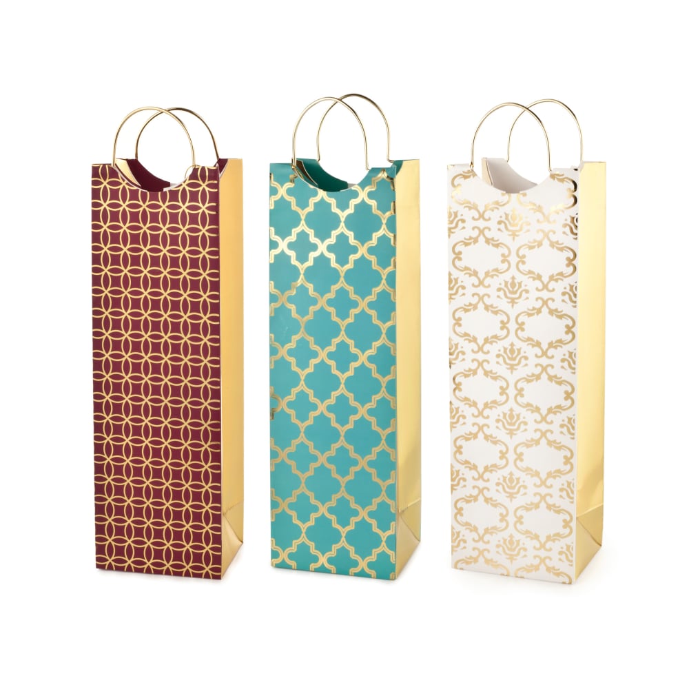 Cakewalk Assorted Luxe Pattern Wine Bags