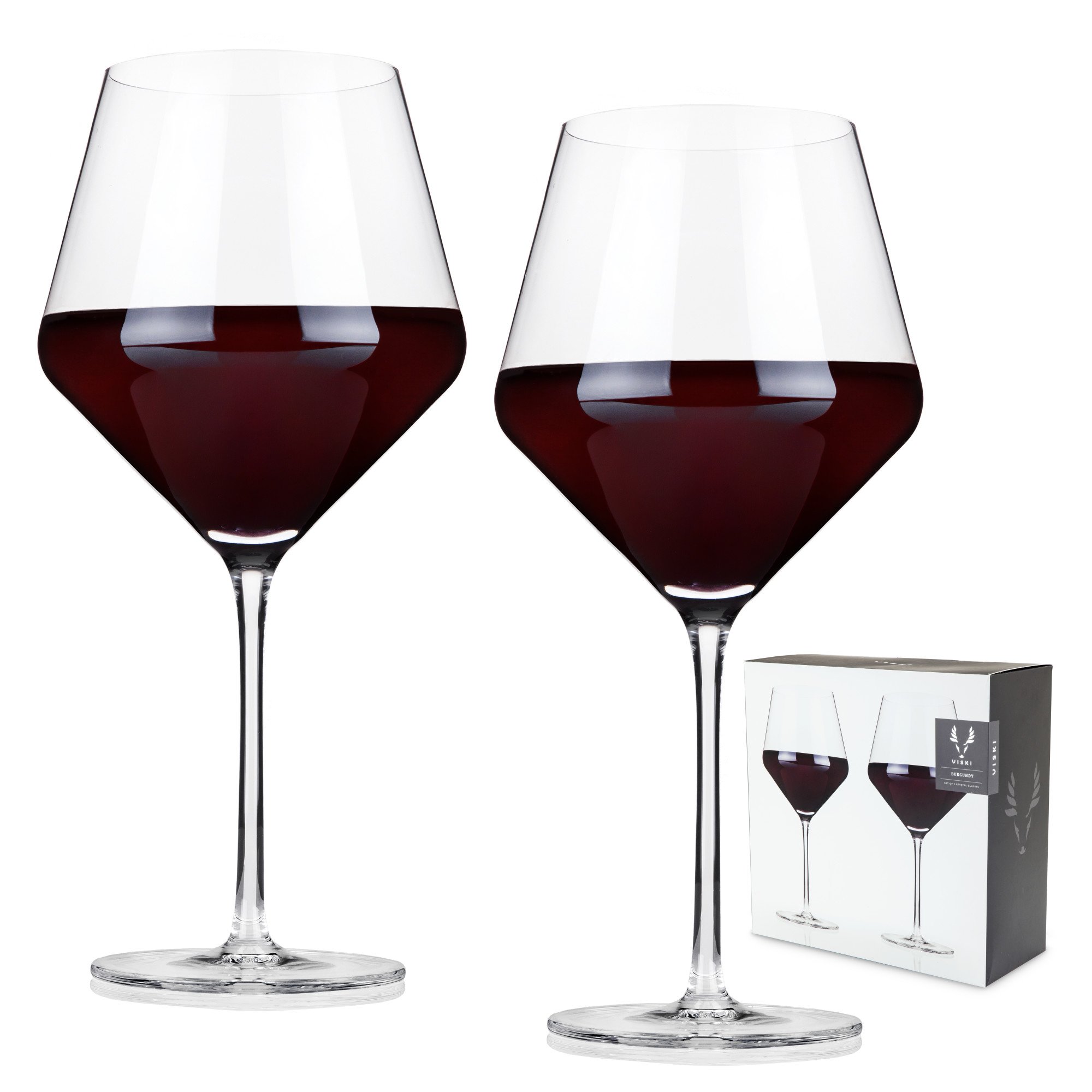 Viski Raye Crystal Angled Burgundy Glasses, Set Of 2