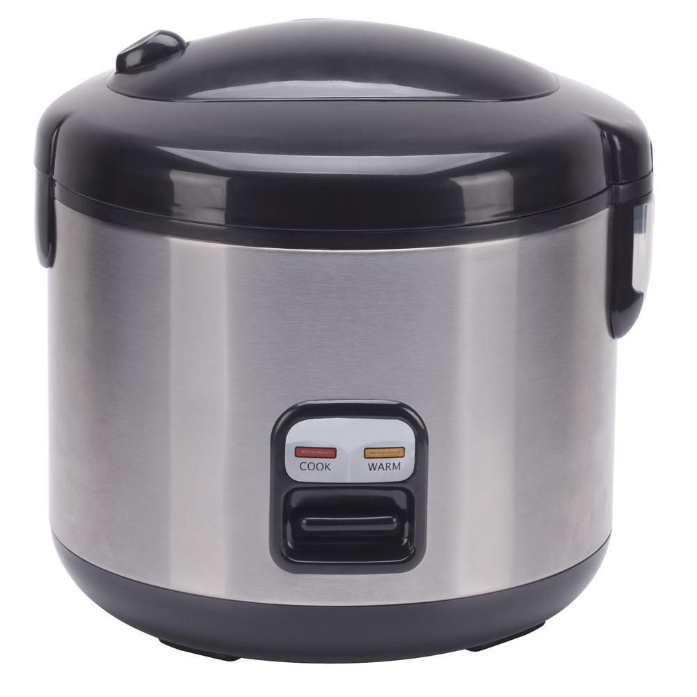 SPT 6-Cup Stainless Steel Rice Cooker With Cord Storage