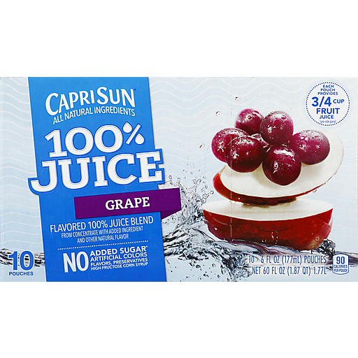 Capri Sun Grape 100% Juice Blend - 10 Pouches