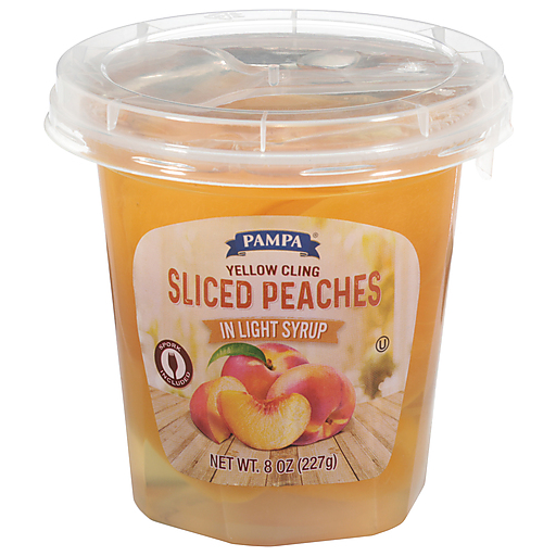 Pampa Sliced Peaches, In Light Syrup, Yellow Cling 8 Oz