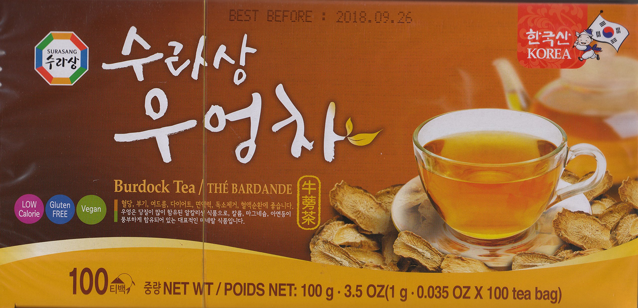 Surasang Burdock Tea - 100 Bags Gluten Free, Vegan