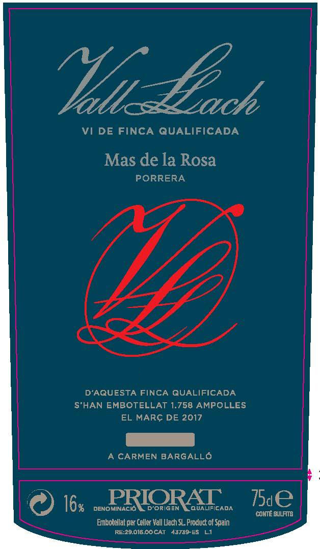 Vall Llach Mas De La Rosa DOQ Priorat 2021 (Spain) Rated 97VM