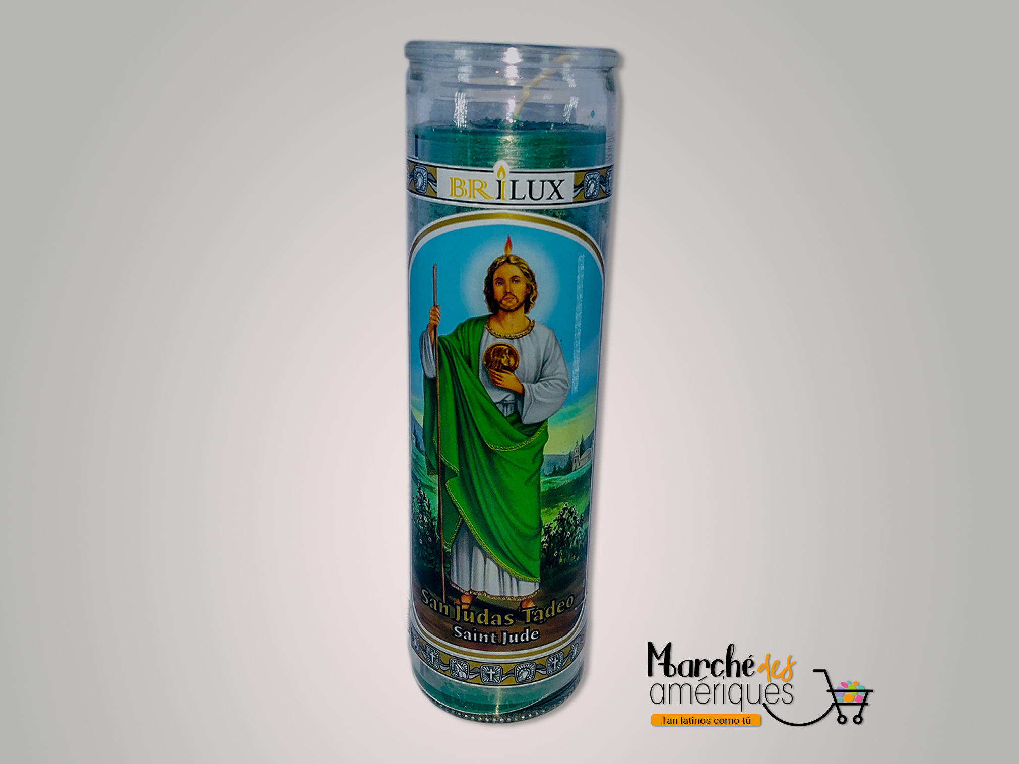 Saint Jude (San Judas Tadeo) 7 Day Unscented Green Candle In Glass