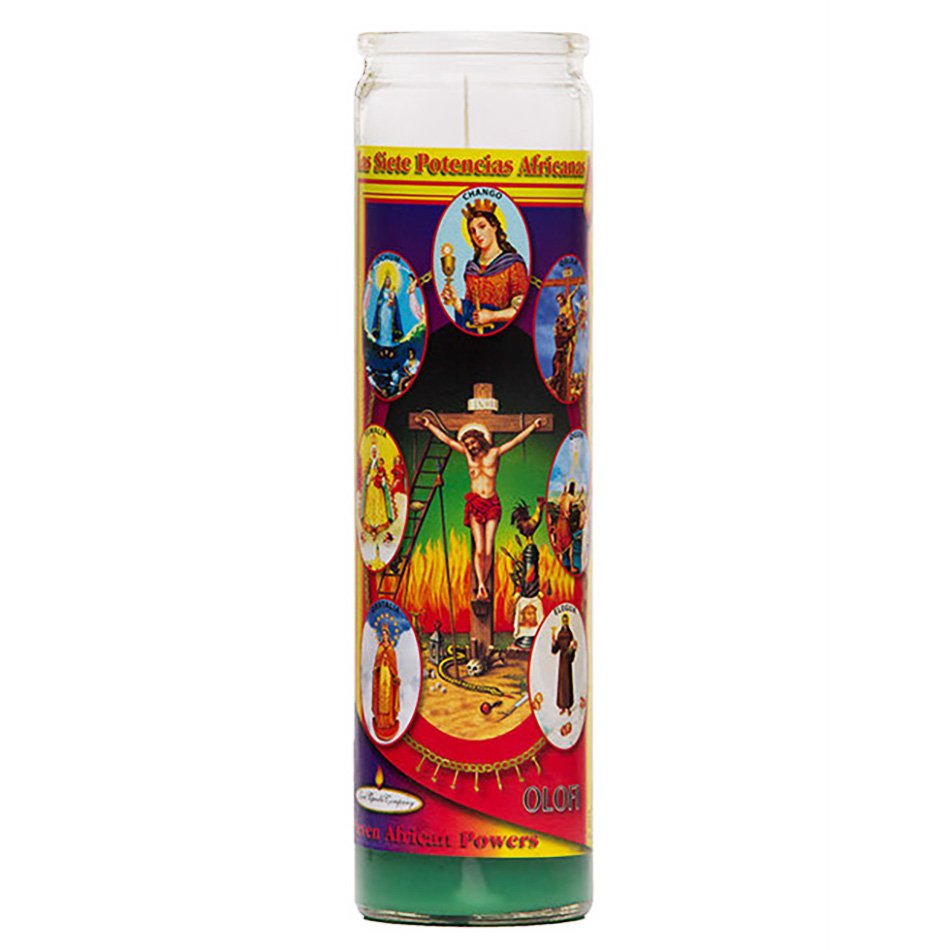Brilux Seven African Powers Religious Candle - Green Wax