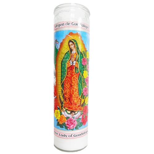 Misticas Candle 8in Virgen De Guadalupe White-whole