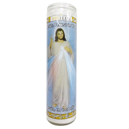 Candle 8in Jesus En Ti Confio White-whole